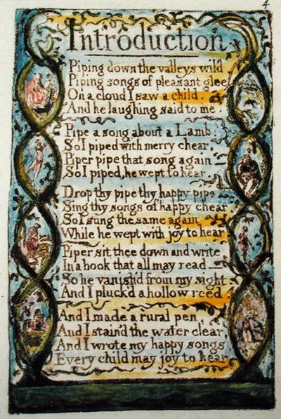 Introduction, plate 4 (Bentley 4) from Songs of Innocence and of Experience (Bentley Copy L) by William Blake